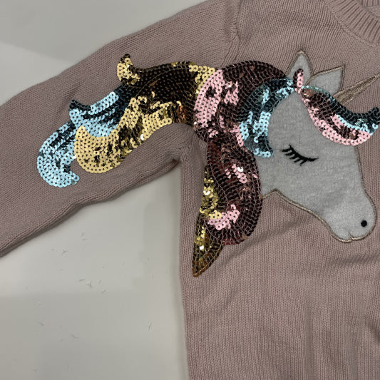Rosa Pullover mit Einhorn-Motiv und Pailletten – sleeve