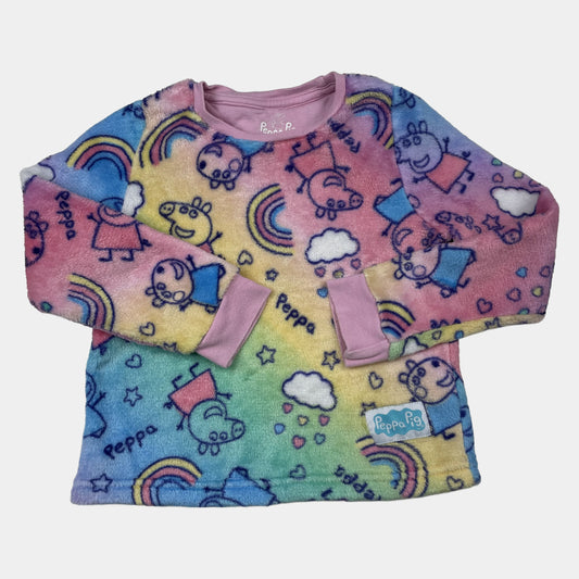 Mehrfarbiger Fleece-Pullover mit Peppa Pig und Regenbogen – front