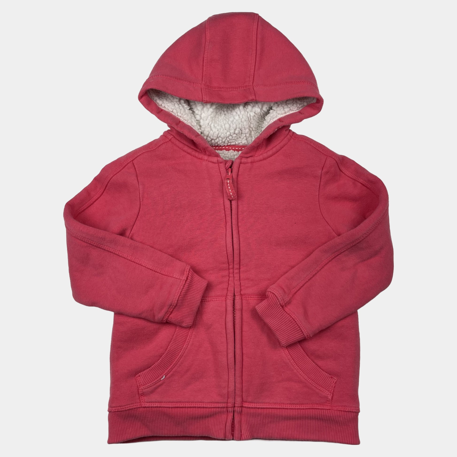 Warme rote Jacke mit Kapuze und Fleece-Futter für Kinder – front