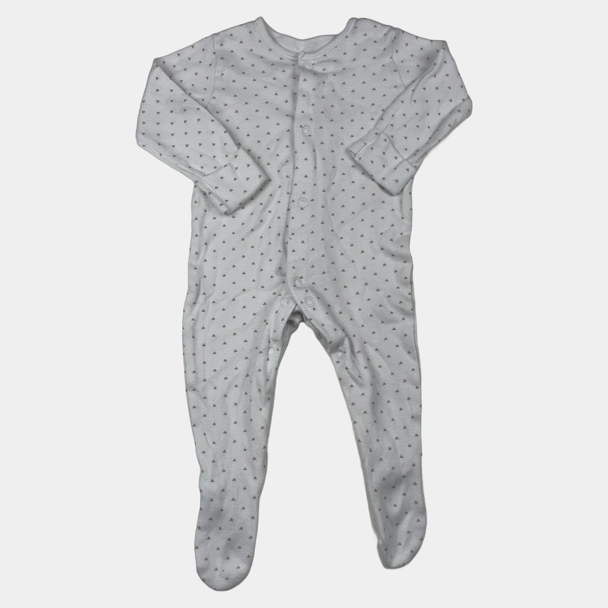 Weißer Baumwoll-Overall mit Pünktchenmuster und durchgehender Knopfleiste – front