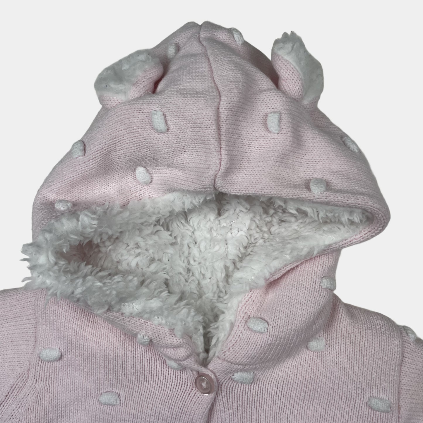 Rosa Kapuzenjacke mit Ohren und Fleece-Innenfutter – fabric