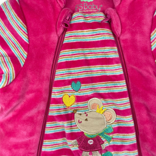 Rosa gestreifter Anzug mit Kapuze von FS Baby, Größe 68 cm, aus Baumwolle – detail