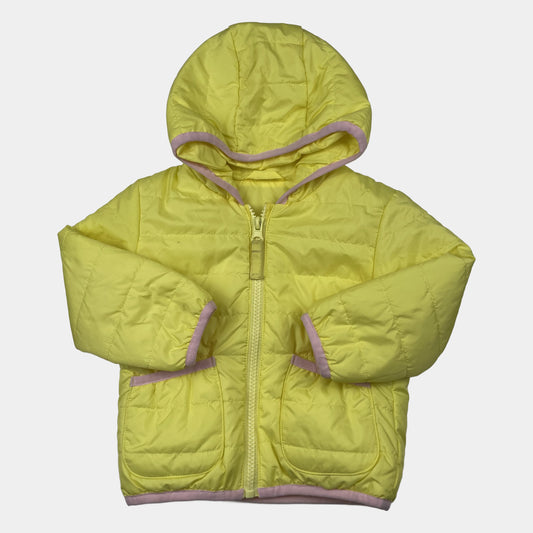 Gelbe Steppjacke mit Kapuze für Kinder – front
