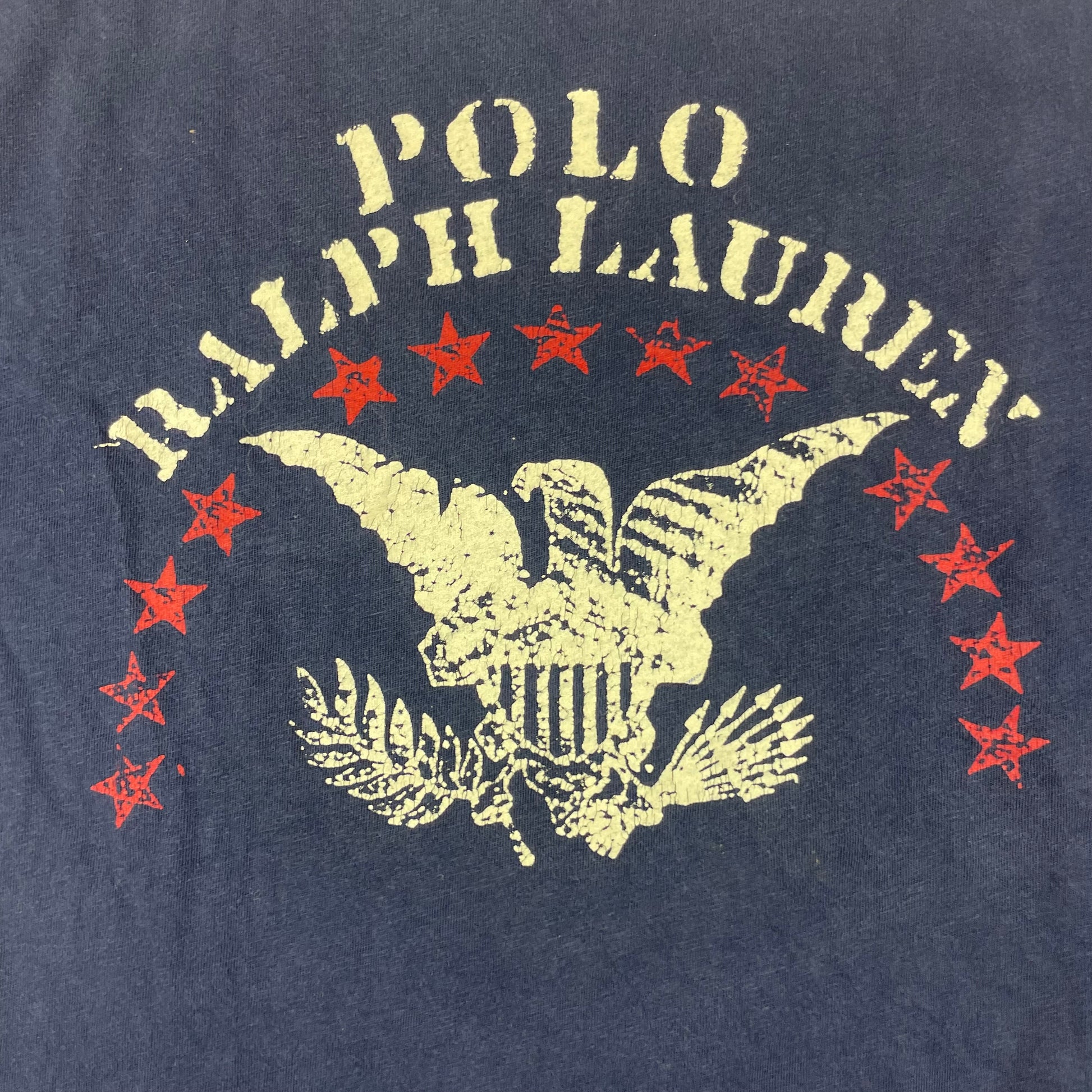 Blaues T-Shirt mit Adlerdesign und kurzärmlig, Polo Ralph Lauren, Größe 140 – detail