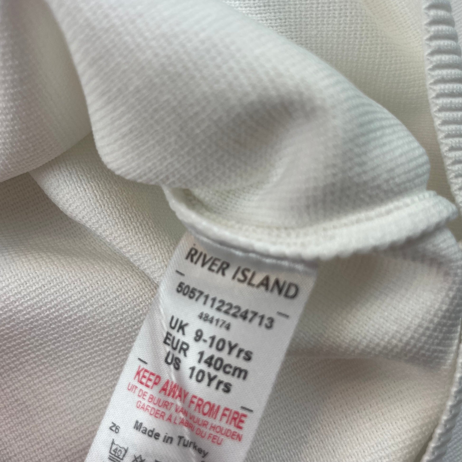 Weißes Zip-Poloshirt für Kinder, Größe 9-10 Jahre – label
