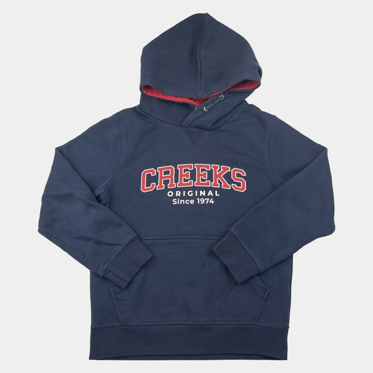 Blauer Hoodie mit Kapuze und Logo-Aufdruck von Creeks – front