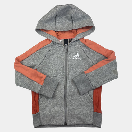 Graue und orange Kapuzenjacke von Adidas für Kinder – front