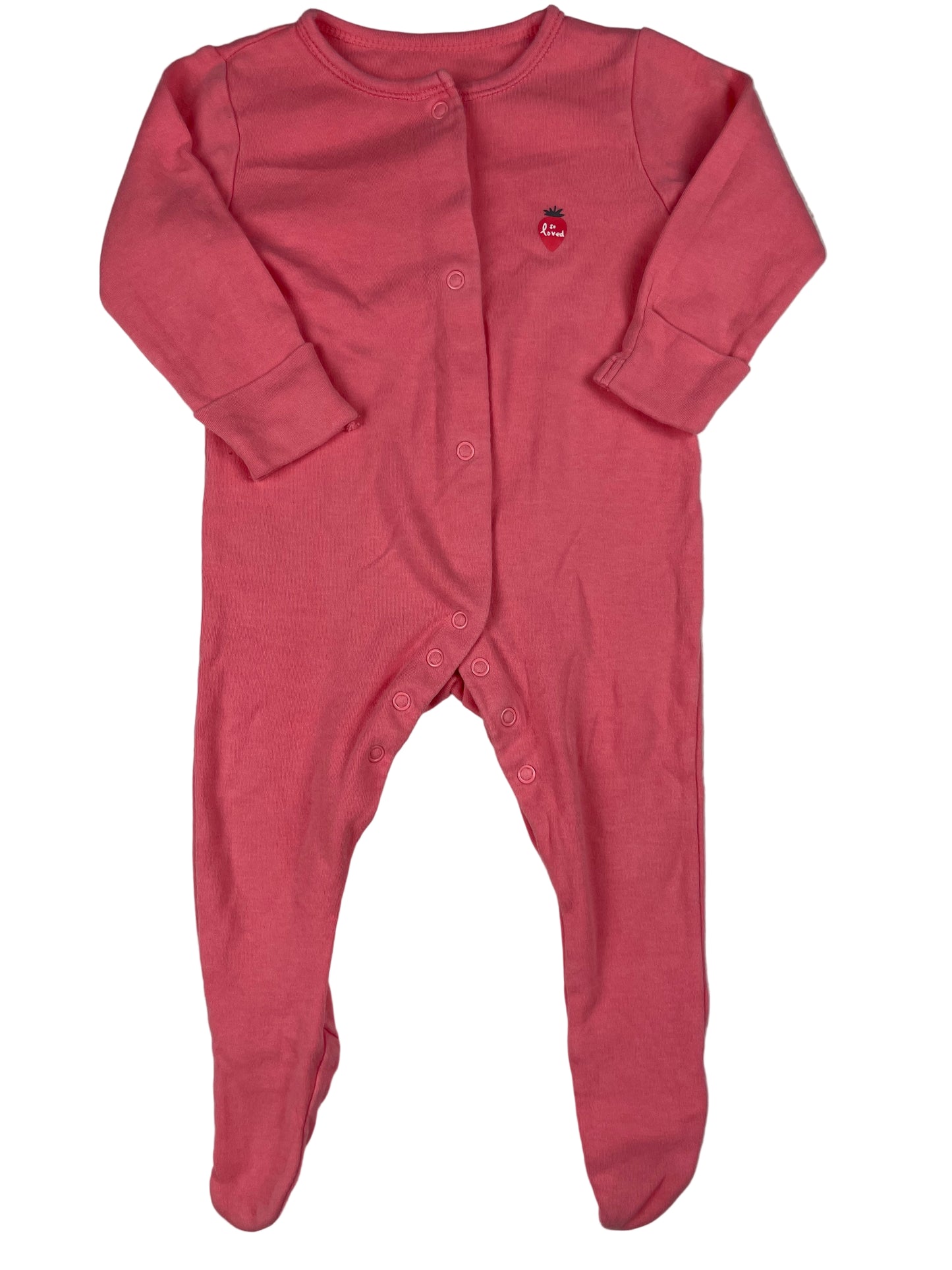 Rosa Baby-Schlafanzug mit Füßchen von George, Größe 6–9 Monate, 100% Baumwolle. – front