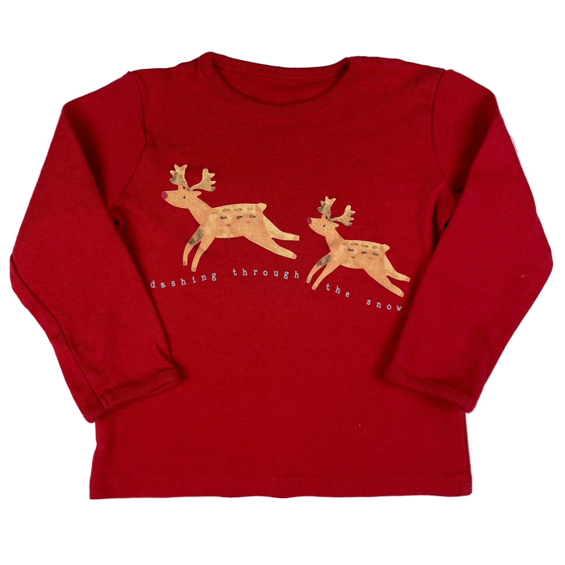 Rotes Langarmshirt mit Rentier-Print von George, Größe 18–24 Monate