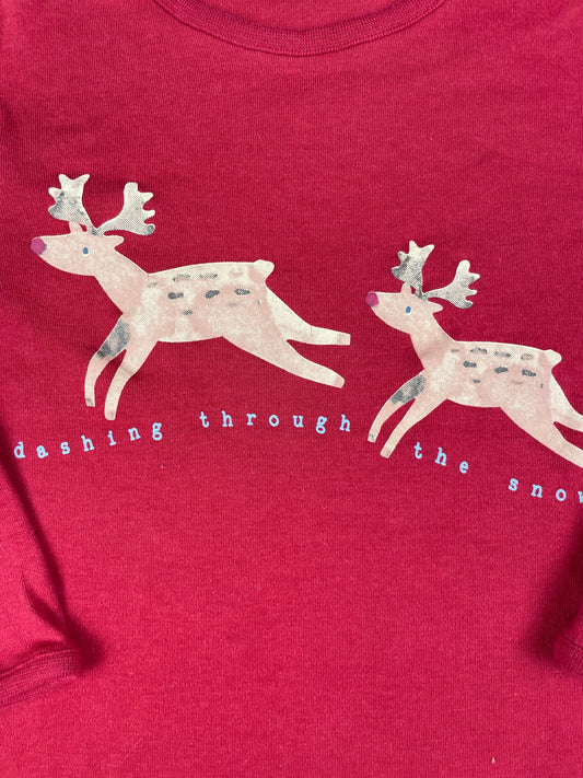 Rotes Langarmshirt mit Rentier-Print von George, Größe 18–24 Monate