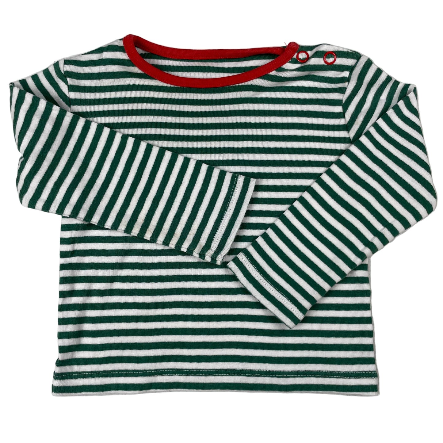 Grün-weiß gestreiftes Langarmshirt von Tu, 6–9 Monate – front