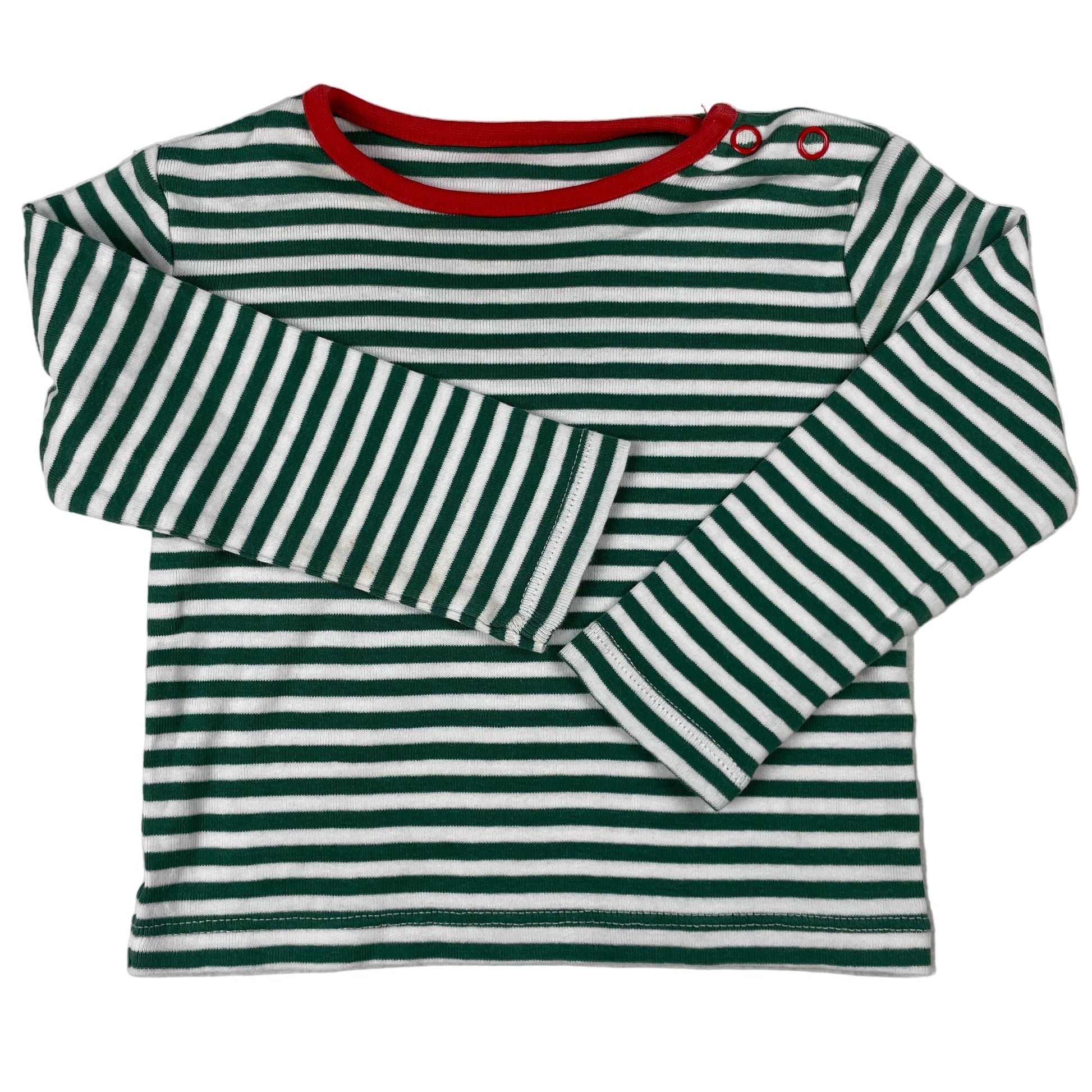 Grün-weiß gestreiftes Langarmshirt von Tu, 6–9 Monate – front