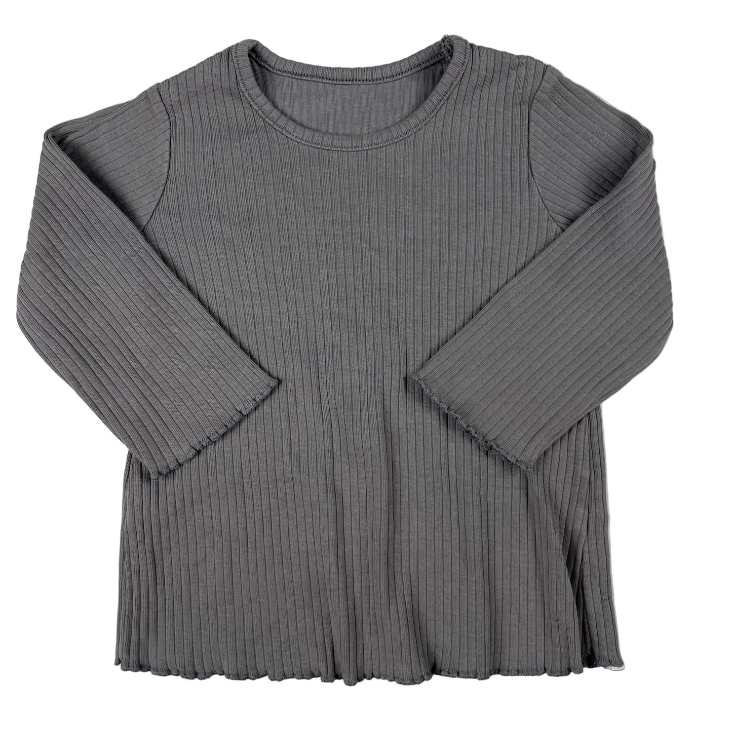 Graues geripptes Langarmshirt von George, 9–12 Monate – front