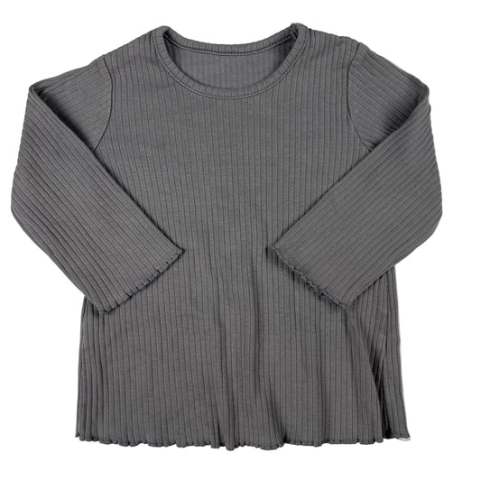 Graues geripptes Langarmshirt von George, 9–12 Monate – front