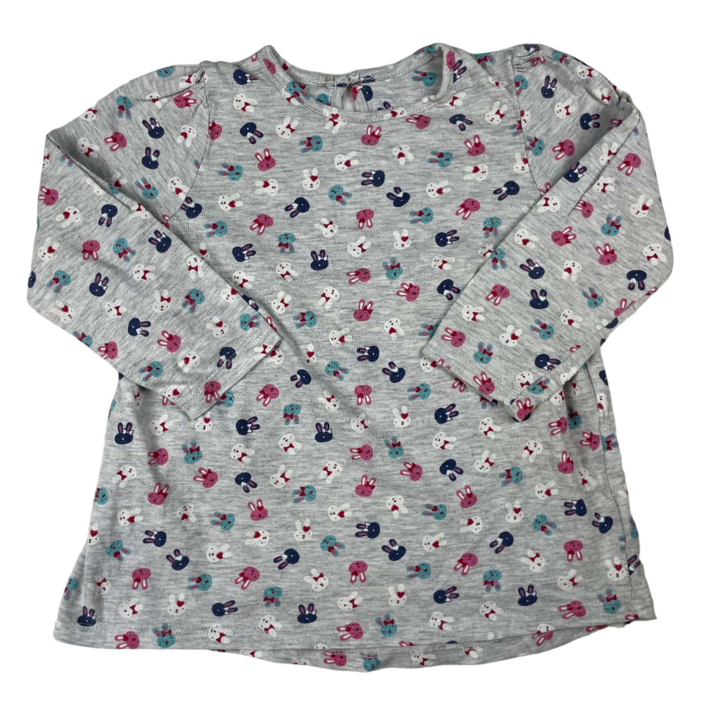 Graues Langarmshirt mit Hasen-Print von Mothercare, Größe 98 (24–36 Monate).