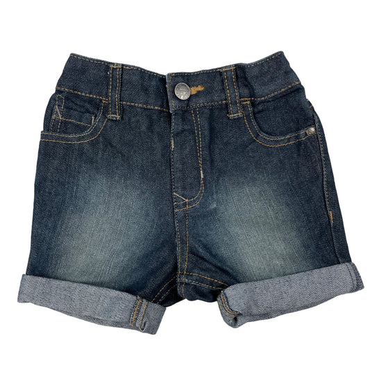 Blaue George Jeansshorts, Größe 9–12 Monate – front