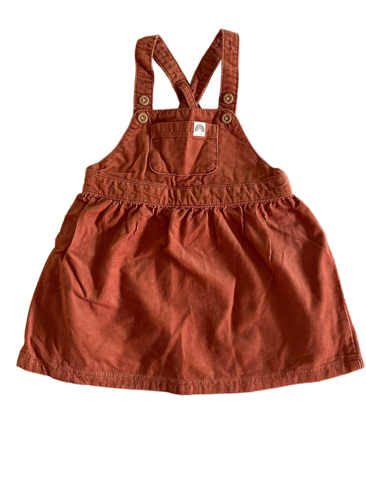 Lindex Baby Cord-Latzkleid rostorange, Größe 68 (4–6 Monate) – front