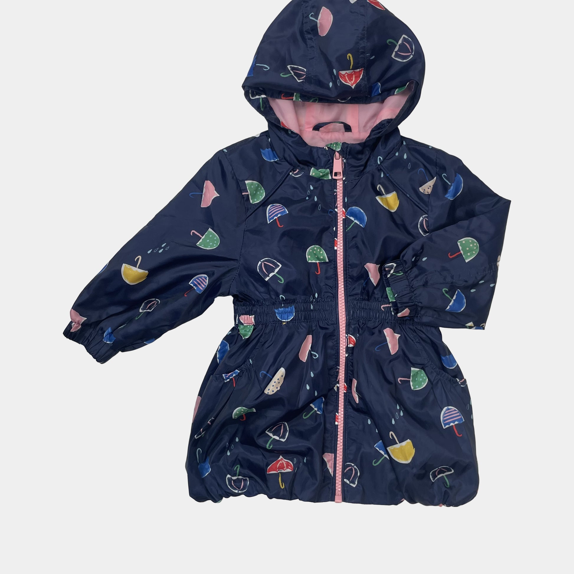 Blaue Regenjacke mit Regenschirm-Muster für Kinder – front