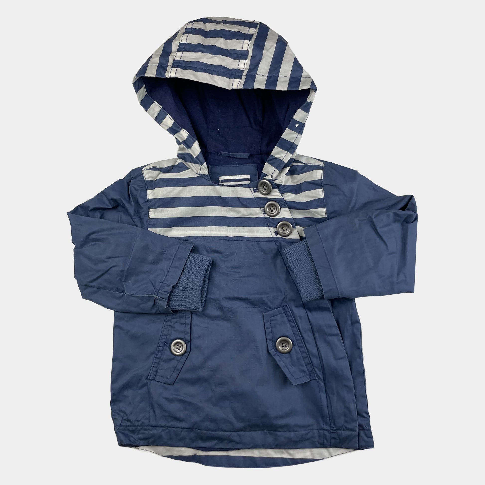 Gestreifte blaue Jacke mit Kapuze von John Lewis, 9-12 Monate – front