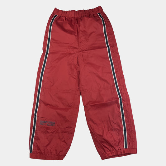 Rote Nylon-Hose mit seitlichen Streifen für Kinder. Größe 6-7 Jahre. – front
