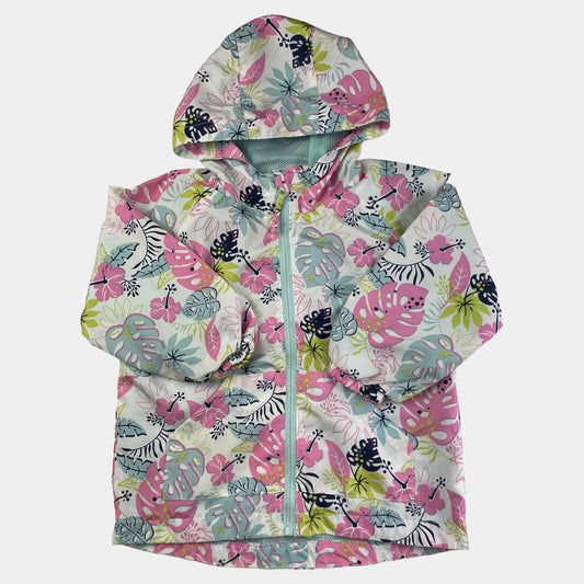 Mehrfarbige Regenjacke mit Blumenmuster und Kapuze, Größe 86 CM, von fox & bunny – front