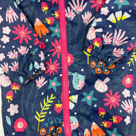 Regenoverall für Kinder mit buntem Blumenmuster und Kapuze – zip