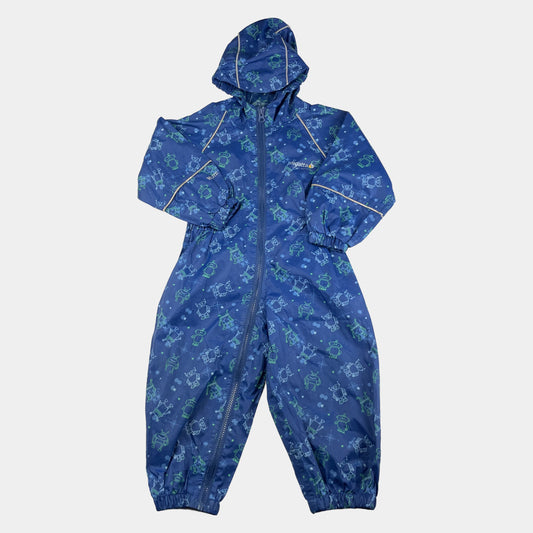 Blauer Regatta Kinder-Regenanzug mit Kapuze und Roboter-Muster, Größe 18-24 Monate – front