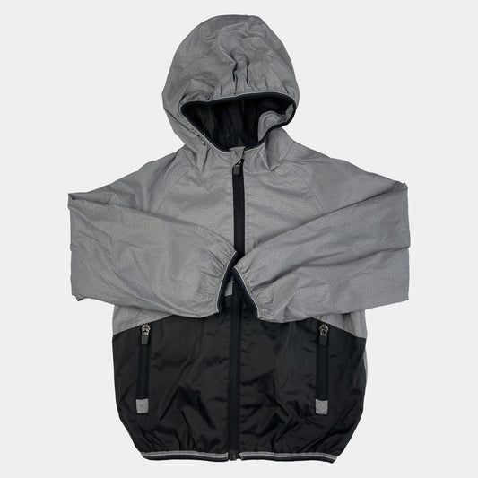 Graue Polyester-Regenjacke mit Kapuze für Kinder – front