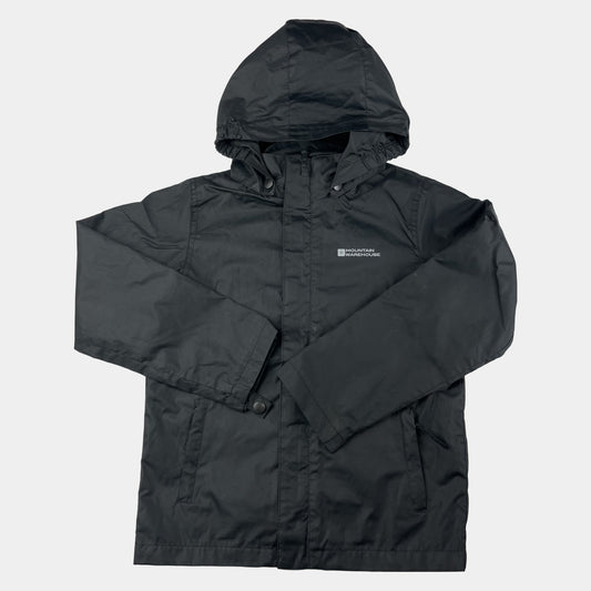 Schwarze Regenjacke mit Kapuze für Kinder – front