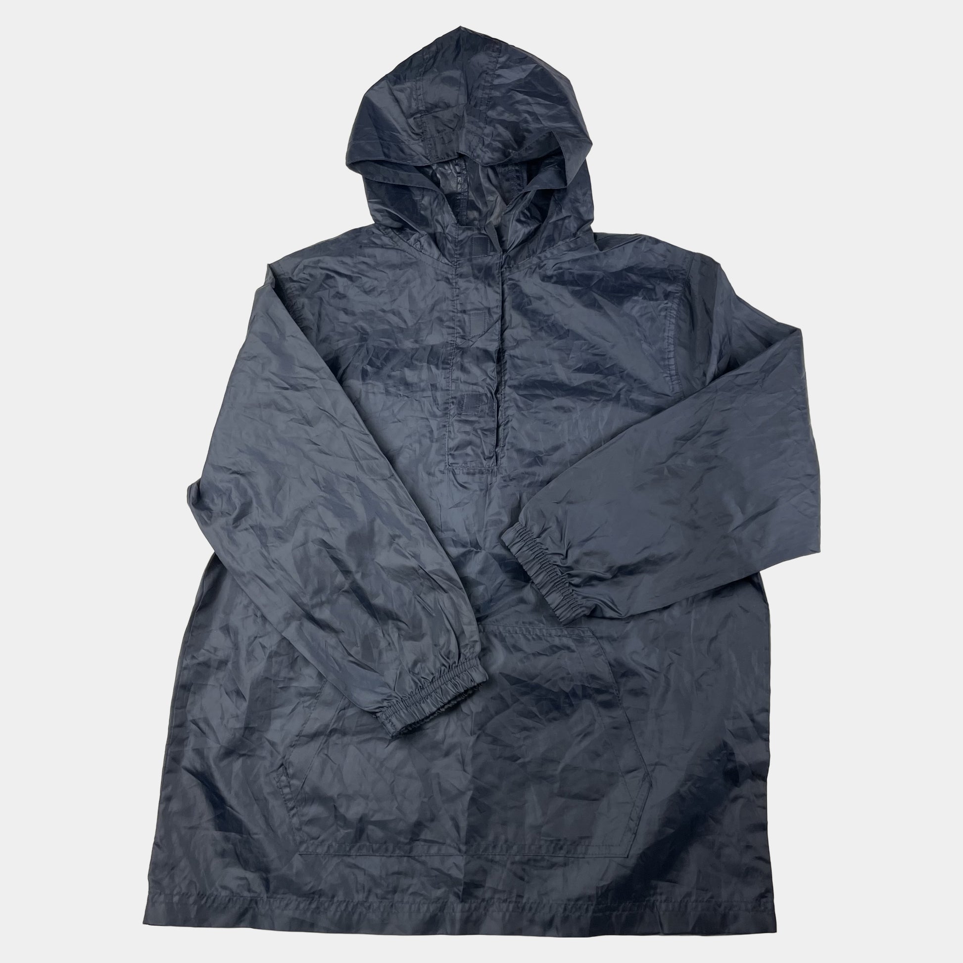 Blauer Nylon-Regenponcho mit Kapuze für Kinder – front