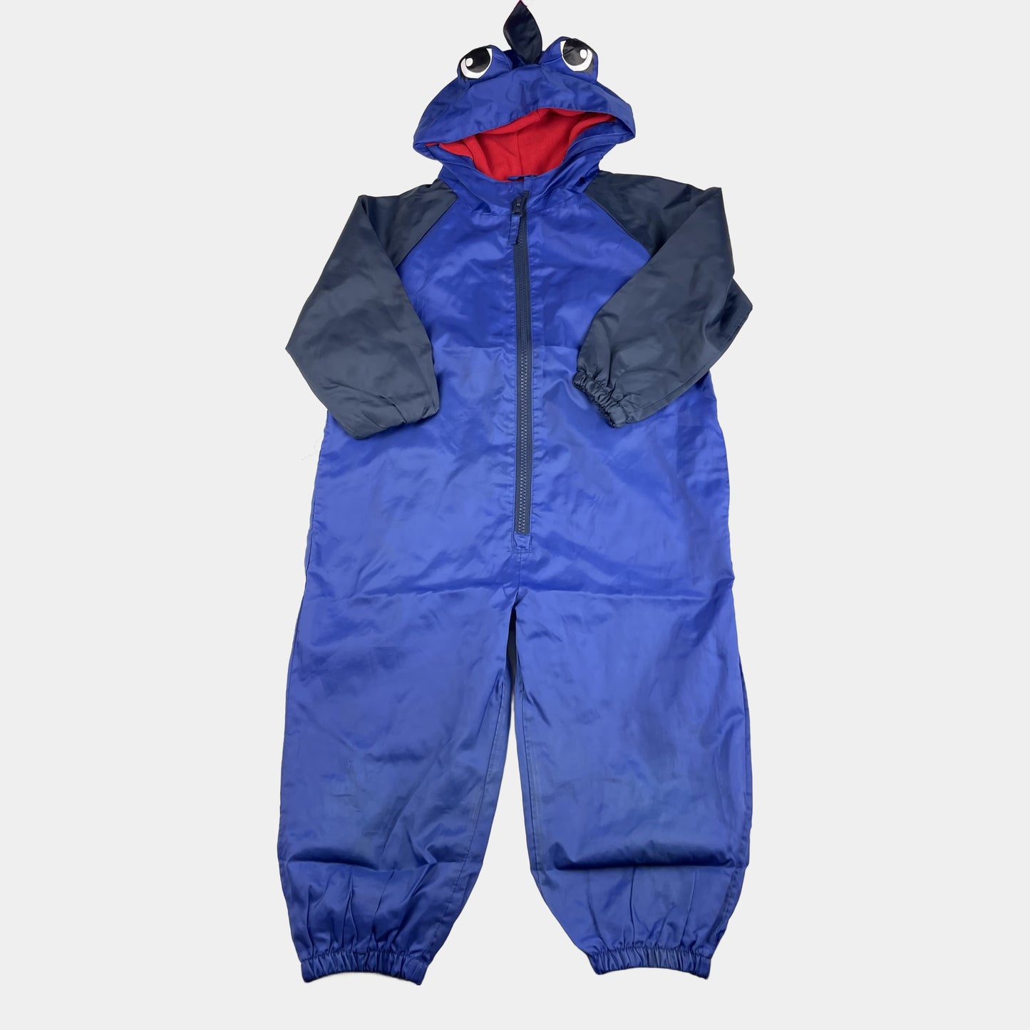 Blauer Kinder-Regenanzug mit Kapuze und Augen-Muster von George, Größe 2-3 Jahre – front