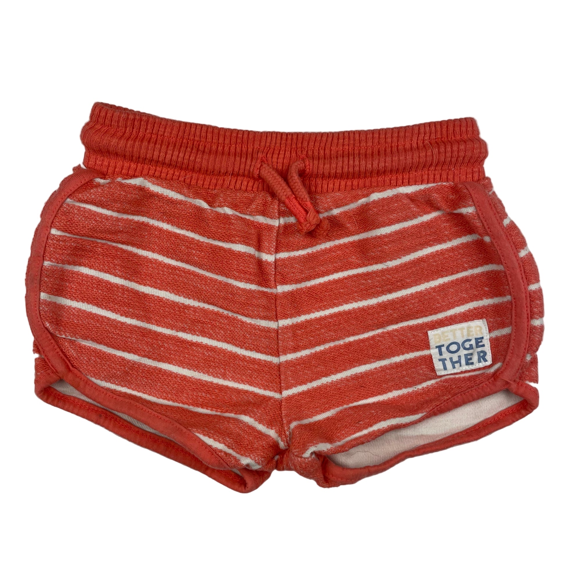 Nutmeg Shorts orange-weiß gestreift, Größe 3–4 Jahre – front