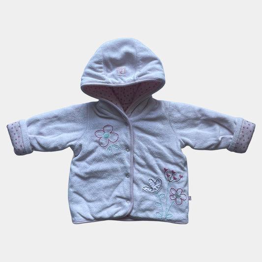 Rosa Kapuzenjacke für Babys mit Blumenmuster, Größe 3-6 Monate – front