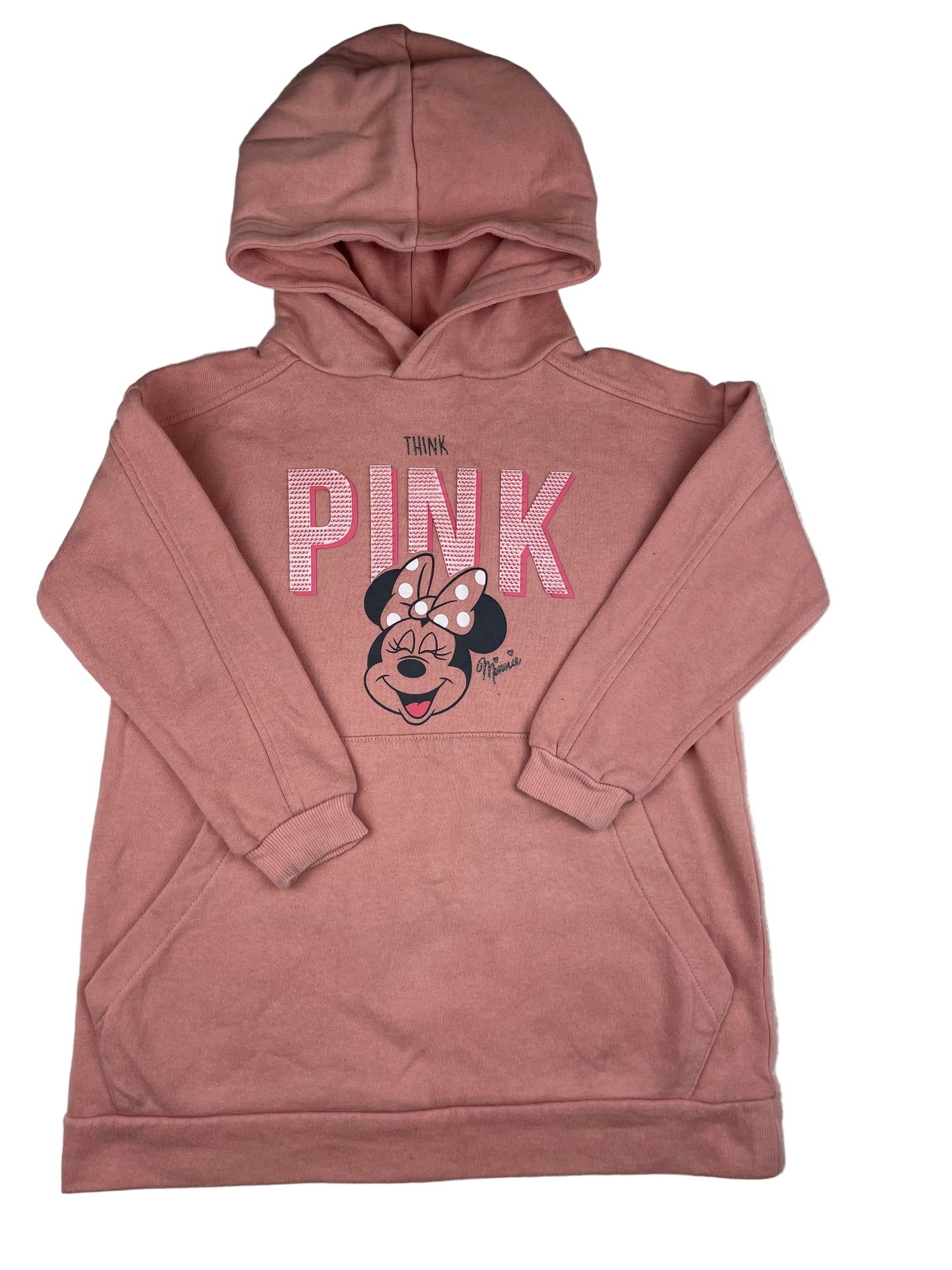 Rosa Minnie Mouse Sweatkleid mit Kapuze, Größe 3–4 Jahre – front