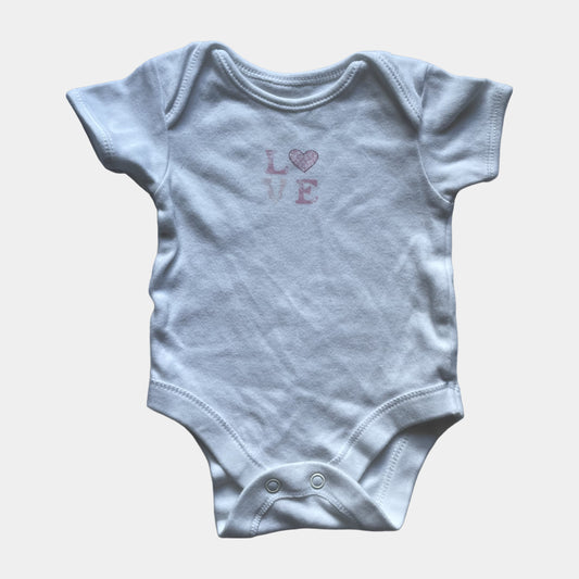 Weißer Body aus Baumwolle mit Herzmotiv und kurzen Ärmeln – front