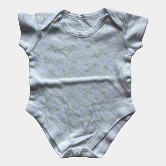 Weißer Body mit Zitronenmuster, Größe 0–3 Monate, 100% Baumwolle, von George, sehr guter Zustand – front