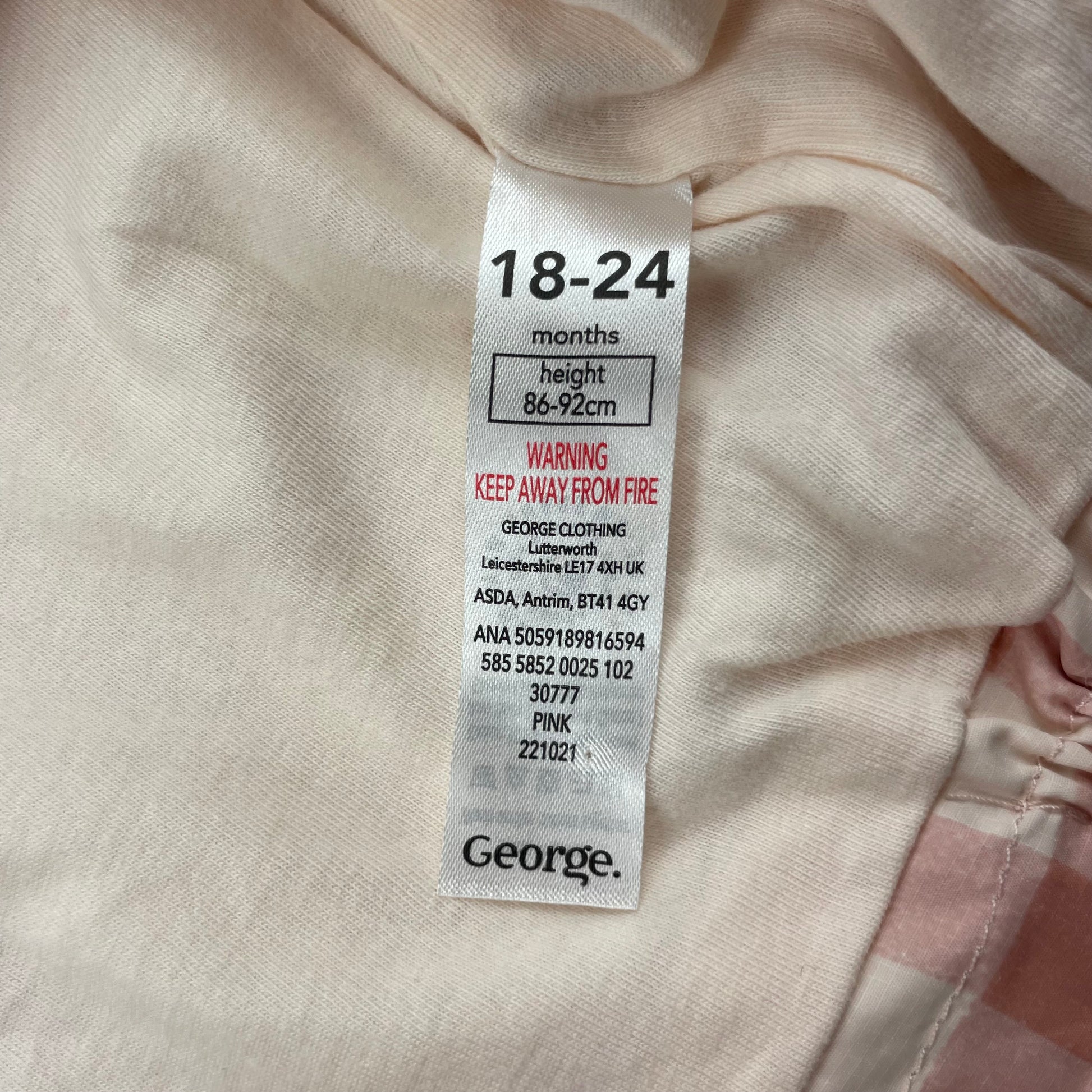 Rosa karierte Kapuzenjacke für Kleinkinder, Größe 18-24 Monate – label