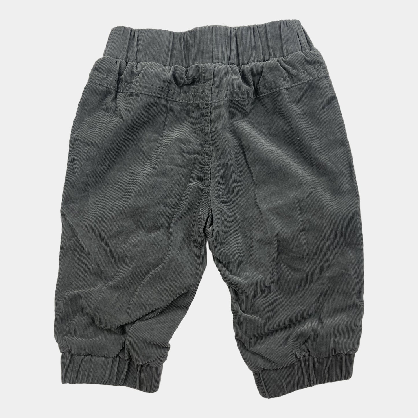 Graue Cordhose mit elastischem Bund und Kordelzug – back