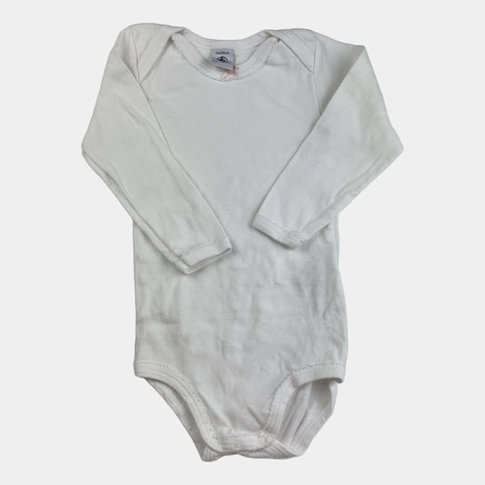 Weißer Langarm-Body aus Baumwolle, Größe 24m/86cm, Zustand sehr gut – front