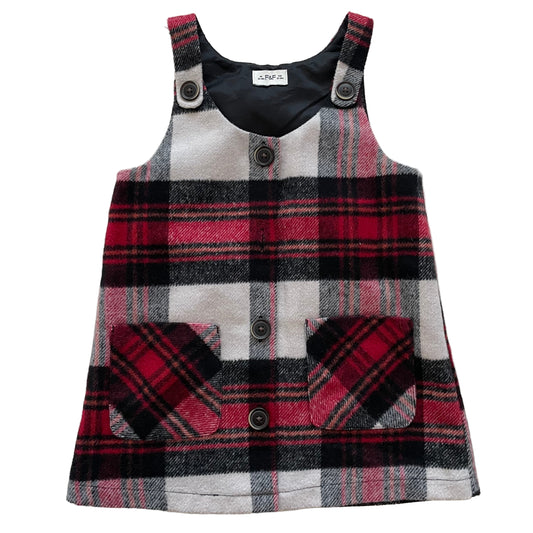 F&F kariertes Trägerkleid, rot-schwarz, Größe 12–18 Monate – front
