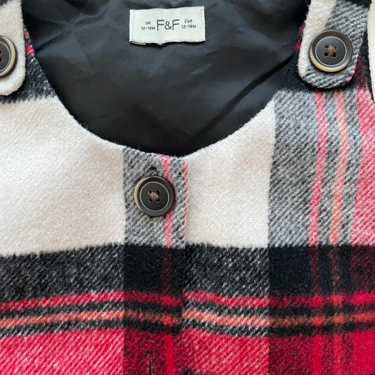 F&F kariertes Trägerkleid, rot-schwarz, Größe 12–18 Monate – detail