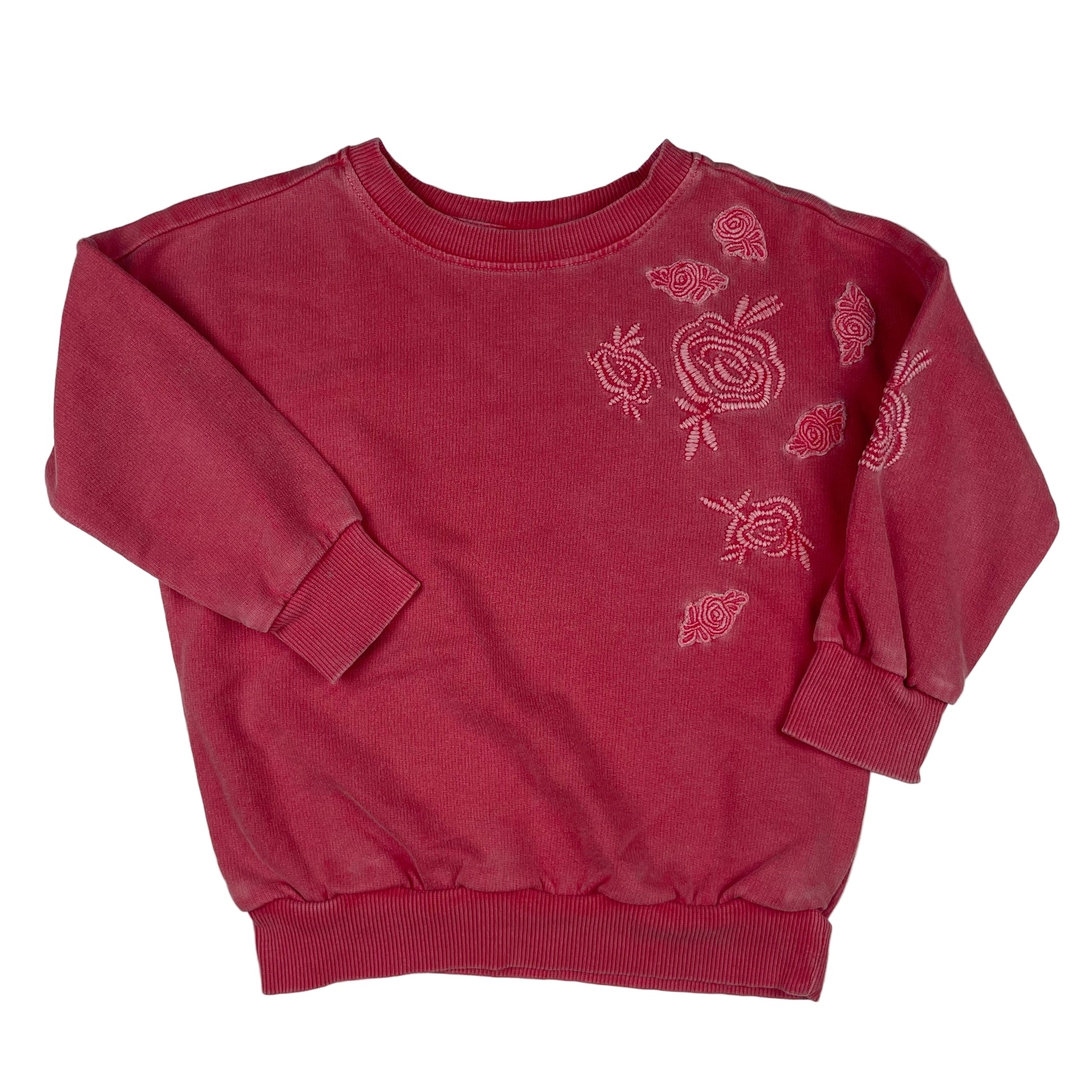 Rosa Next Sweatshirt-Pullover mit Blumenstickerei, Größe 3 Jahre (98) – front
