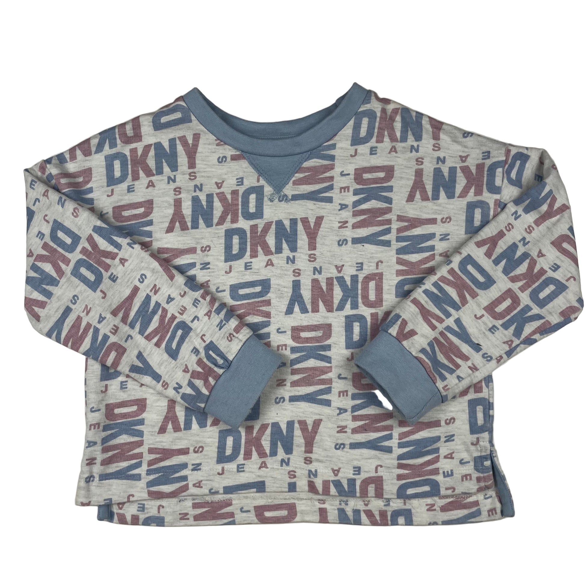 DKNY Girls Loungewear Sweatshirt, grau/blau, Größe 4T (ca. 104) – front