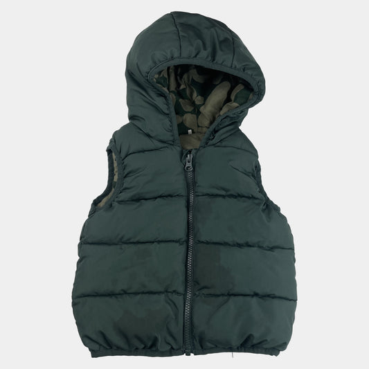 Grüne Steppweste mit Kapuze für Kinder – front