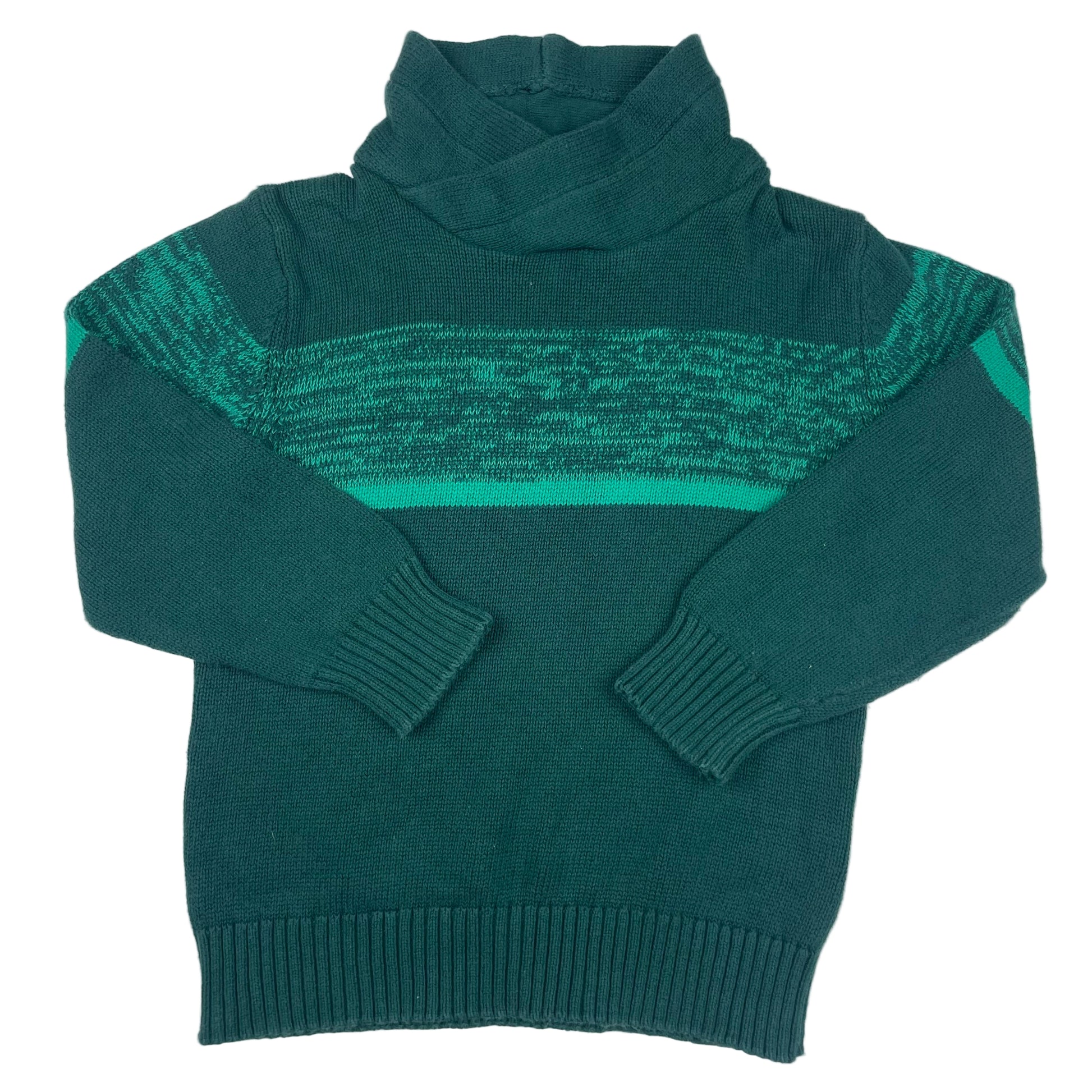 H&M Kinder-Pullover grün/türkis mit Rollkragen, Größe 98/104, 100% Baumwolle – front