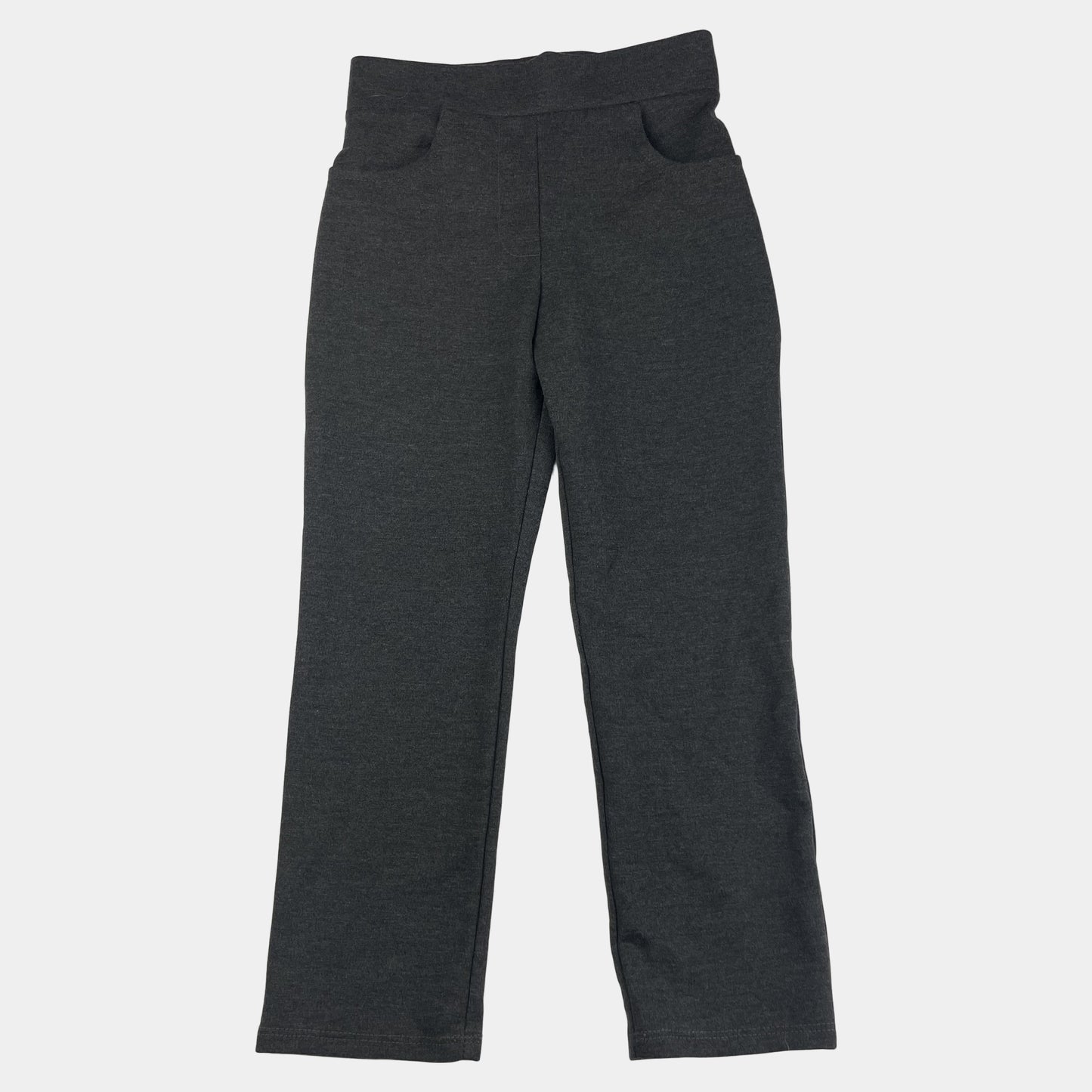 Graue Jerseyhose für Kinder mit geradem Bein. – front