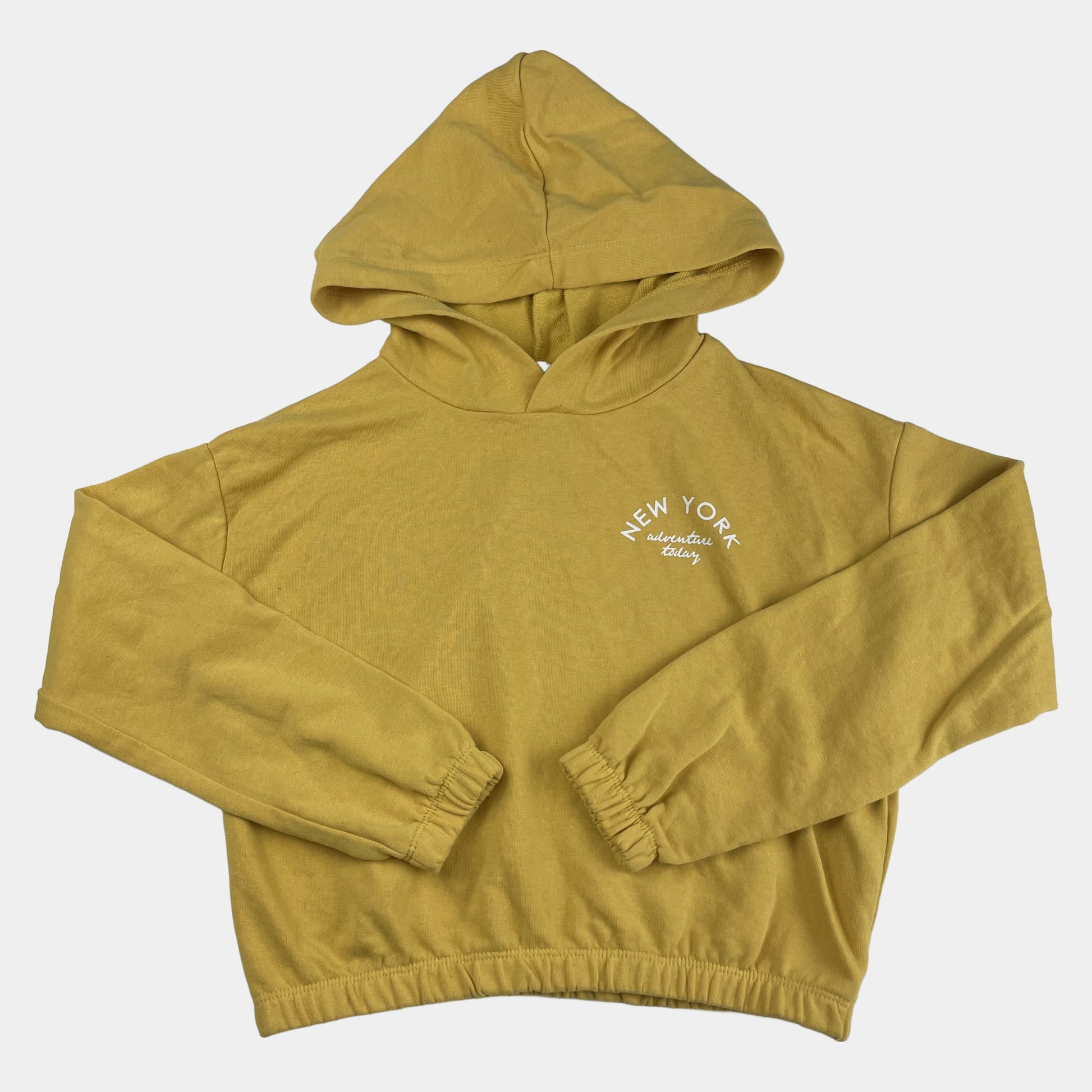 Gelber Kapuzenpullover mit New York Print für Kinder – front