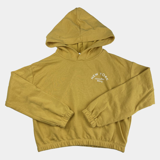 Gelber Kapuzenpullover mit New York Print für Kinder – front