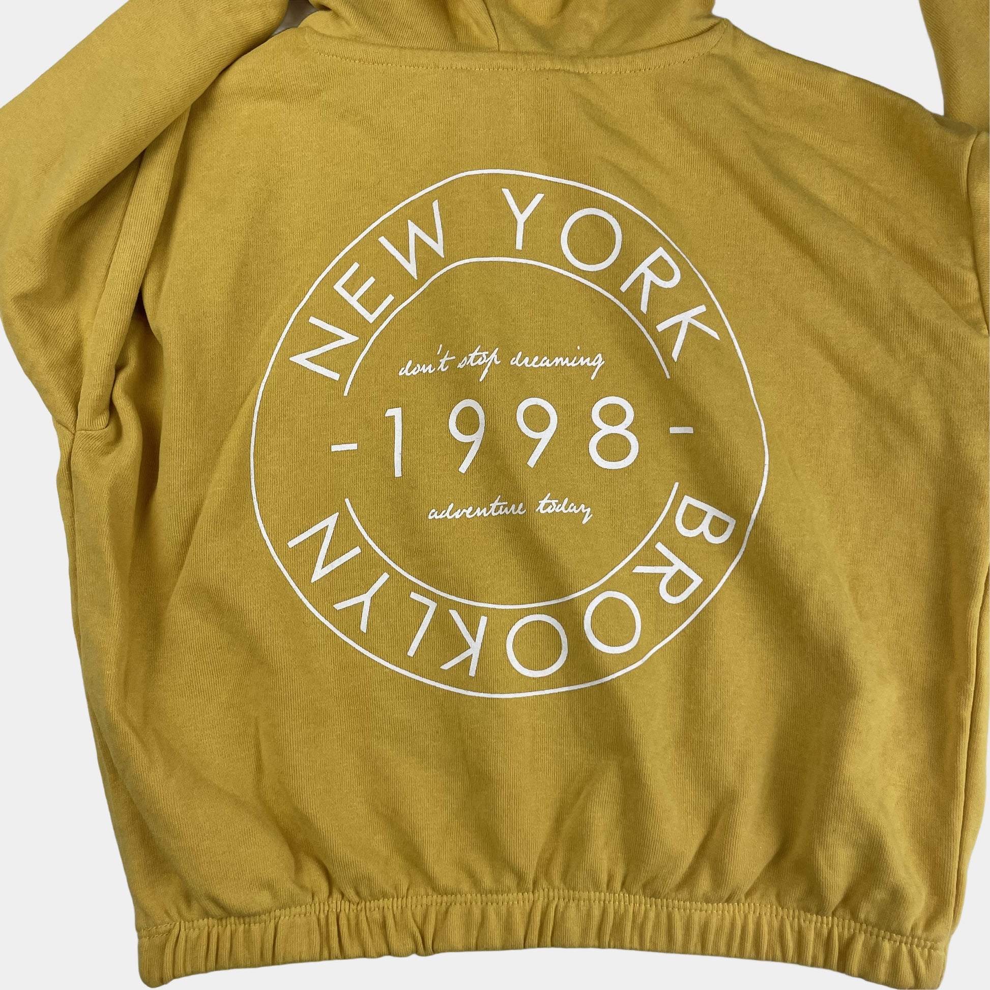Gelber Kapuzenpullover mit New York Print für Kinder – back