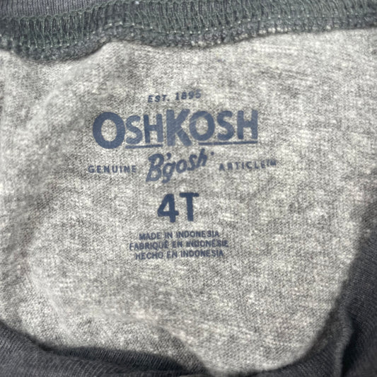 Graues OshKosh Henley-Sweatshirt mit orangen Ärmelstreifen, Größe 4T